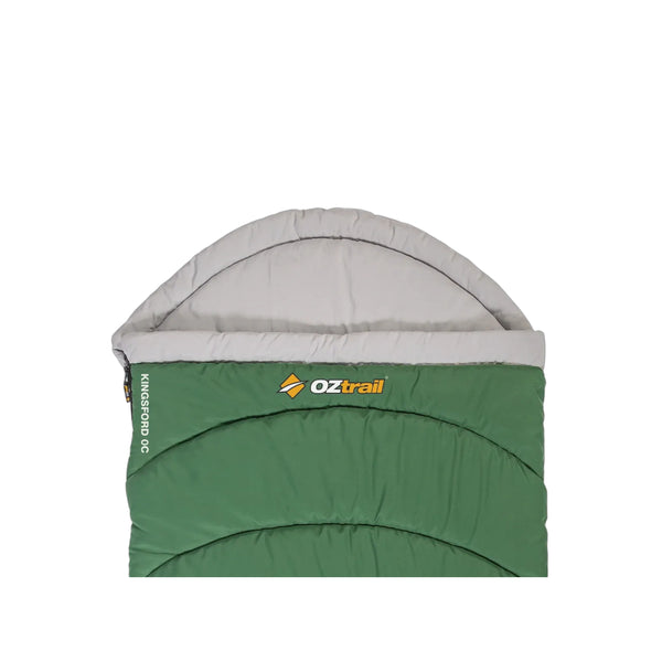 Green | Oztrail Junior Kingsford Sleeping Bag 0 Deg Image Showing Close Up Of The Hood.