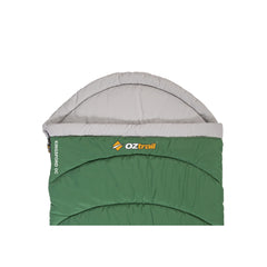 Green | Oztrail Kingsford Sleeping Bag Image Showing Close Up View Of The Hood.