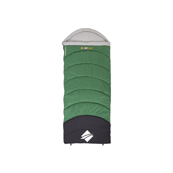 Green | Oztrail Kingsford Sleeping Bag 0 Deg Image Showing No Logos Or Titles, Full View.
