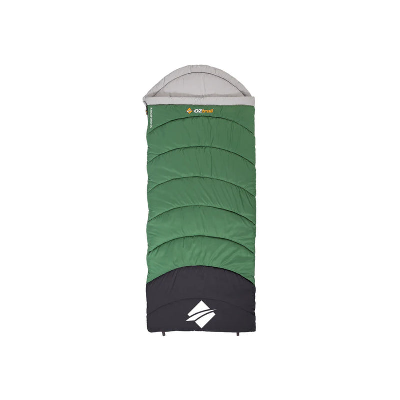 Green | Oztrail Kingsford Sleeping Bag 0 Deg Image Showing No Logos Or Titles, Full View.
