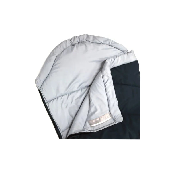 Blue | Oztrail Kingsford Sleeping Bag -3 Deg Image Showing Close Up Of The Hood, With The Zipper Open.