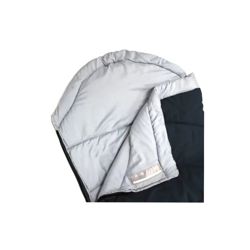 Blue | Oztrail Kingsford Sleeping Bag -3 Deg Image Showing Close Up Of The Hood, With The Zipper Open.