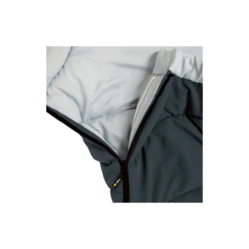 Blue | Oztrail Kingsford Sleeping Bag -3 Deg Image Showing Close Up View Of The Inner Lining, Zipper Open.