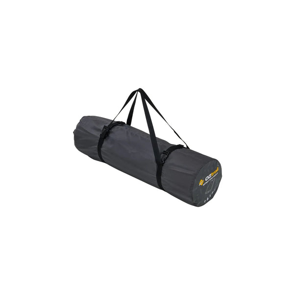 Grey | Oztrail Napmat Single Self Inflating Mat Image Showing Mat Packed Into Its Carry Bag.