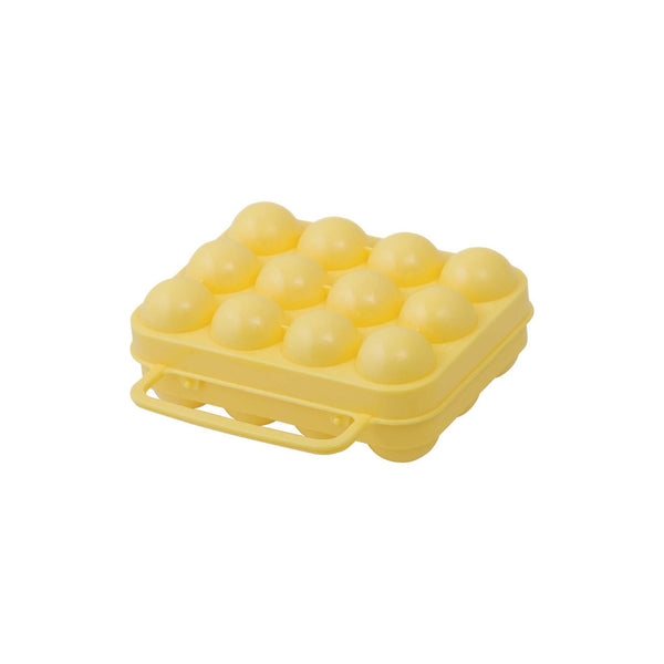 Yellow - 12 Piece | Oztrail Plastic Egg Carrier Image Showing Lid Closed.