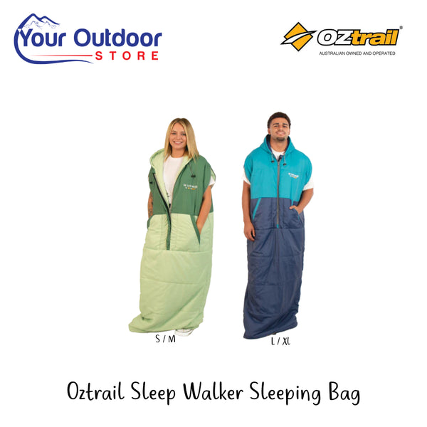 Oztrail Sleep Walker Sleeping Bag | Hero Image Showing All Logos, Titles And Variants.