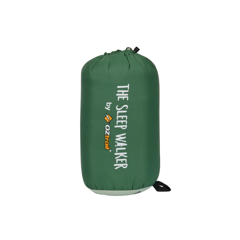 S/M Green | Oztrail Sleep Walker Sleeping Bag Image Showing Full View Of The Compression Sack.