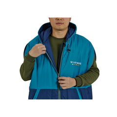 L/XL Blue | Oztrail Sleep Walker Sleeping Bag Image Showing Close Up View Of The Chest Zipper, Being Un-Zipped.