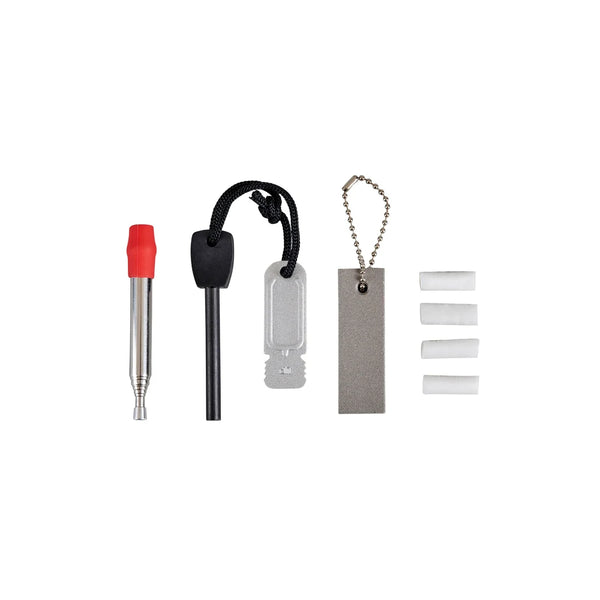 Stainless Steel | Oztrail Survival Fire Starter Kit Image Showing No Logos Or Titles.