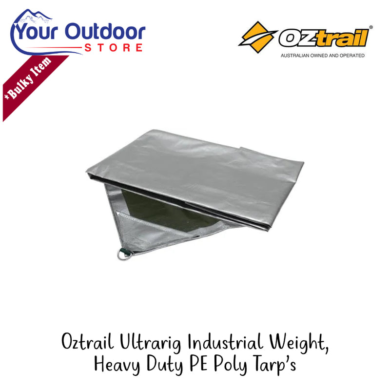Oztrail Ultrarig Industrial Weight Heavy Duty PE Poly Tarp's | Hero Image Showing Al Logos And Titles.
