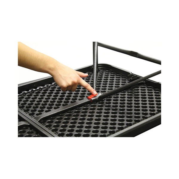 Black | Oztraill Ironside Fold In Half 100cm Table Image Showing Quick Release Latch.