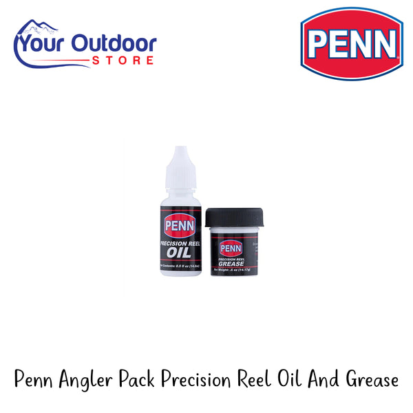 PENN Angler Pack Precision Reel Oil And Grease | Hero Image Showing All Logos And Titles.