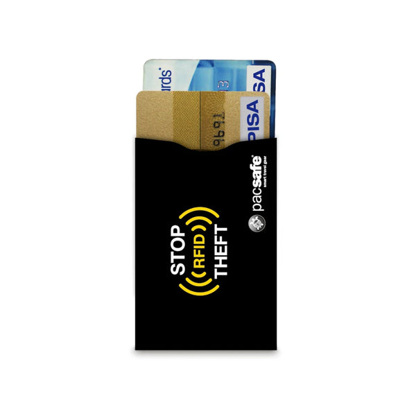 Black | Pacsafe RFID Blocking Card Sleeve Image Showing No Logos Or Titles.