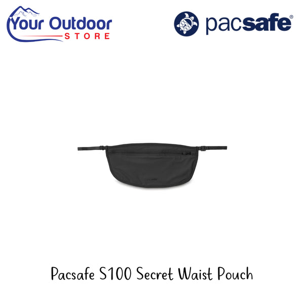 Pacsafe S100 Secret Waist Pouch | Hero Image Showing All Logos And Titles.