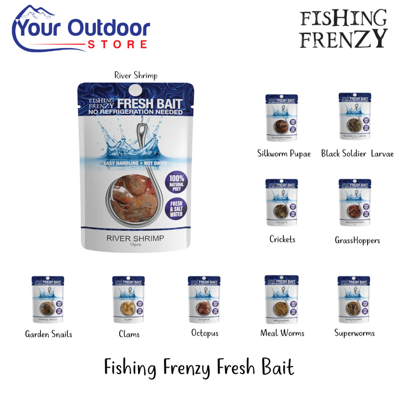 Fishing Frenzy Fresh Live Bait | Hero Image Showing All Logos, Titles And Variants.
