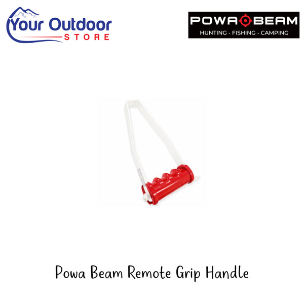 Powa Beam Remote Grip Handle | Hero Image Showing All Logos And Titles.
