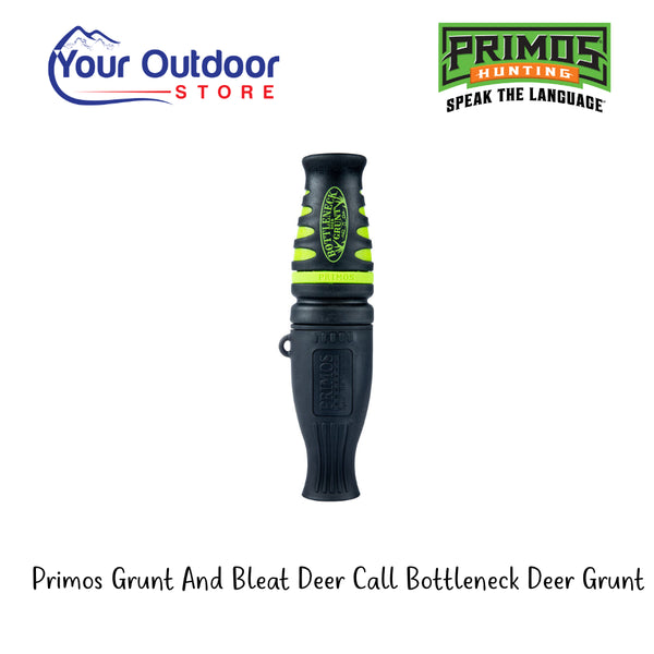 Primos Grunt And Bleat Deer Call Bottleneck Deer Grunt | Hero Image Showing All Logos And Titles.