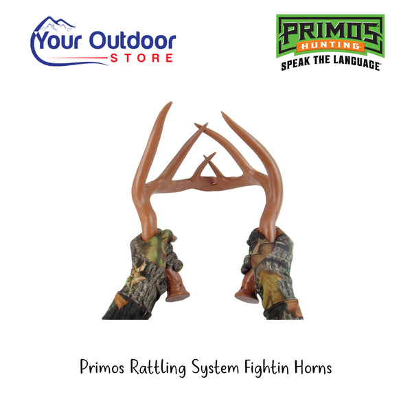 Primos Rattling System Fightin Horns | Hero Image Showing Logos And Titles.