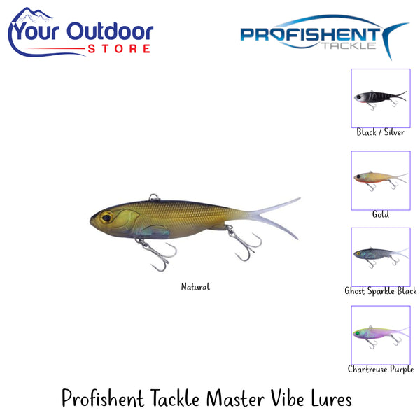 Profishnet Tackle Master Vibe Lures | Hero Image Showing All Logos, Titles And Variants.