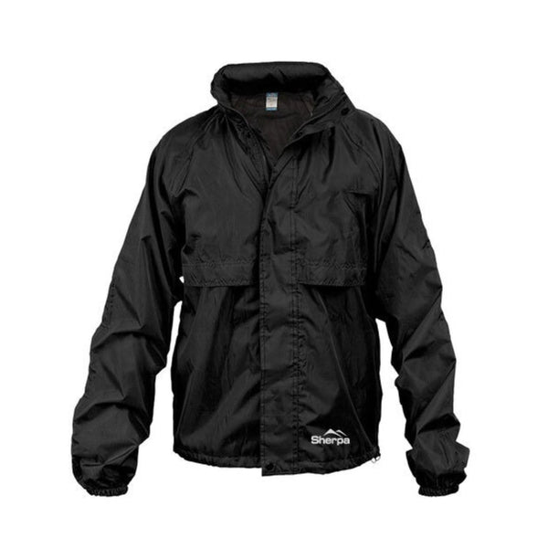 Black | Front View, Hood Rolled Up In Collar. 