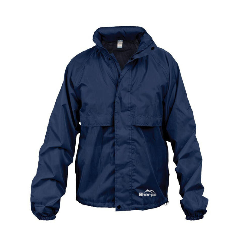 Navy | Front View, Hood Rolled Up In Collar. 