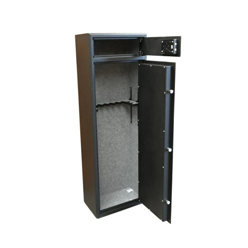 Black | Ridgeline 10 Gun Premium Safe. Internal View Both Doors Open.