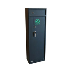 Black | Ridgeline 10 Gun Premium Safe. Side View With Doors Closed.