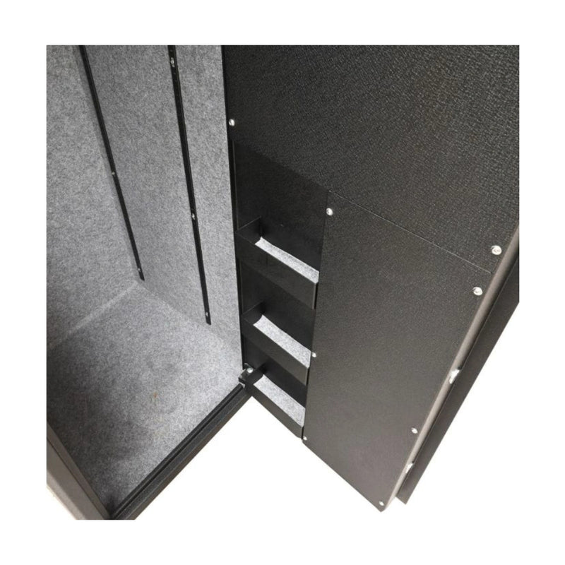 Black | Ridgeline 16 Gun Premium Safe. Close Up View of Shelving In Door.