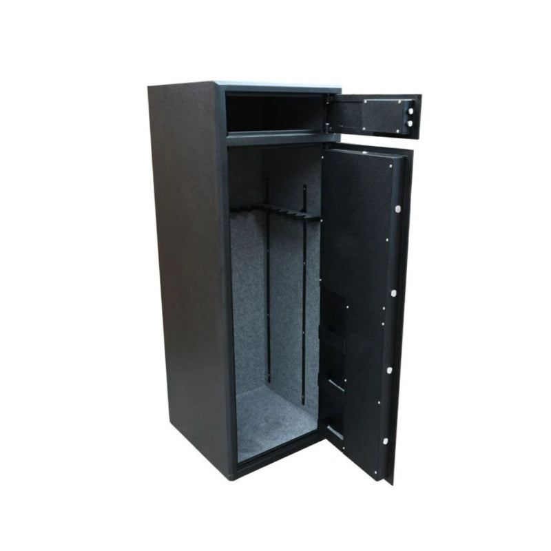 Black | Ridgeline 16 Gun Premium Safe. Internal View With Both Doors Open.