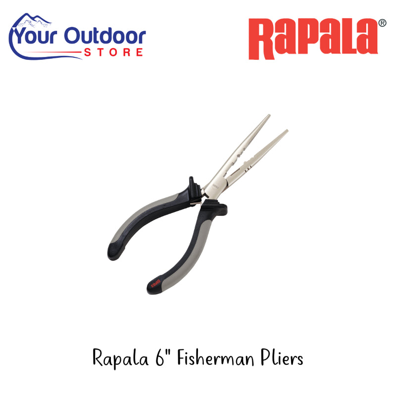 Rapala 6" Fishermen Pliers | Hero Image Showing All Logos And Titles.
