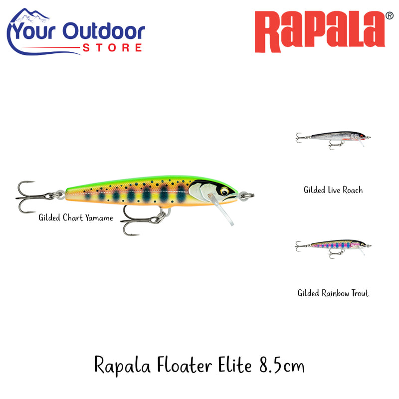 Rapala Floater Elite 8.5cm | Hero Image Showing All Logos, Titles And Variants.
