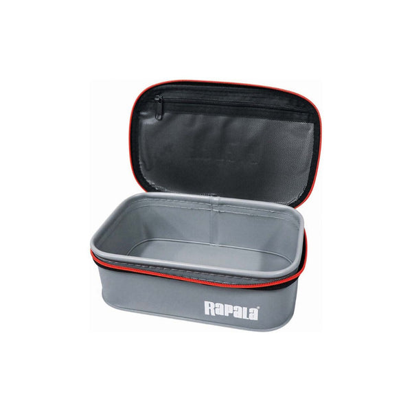 Grey / Black | Rapala Hydro Tackle Accessories Box Image Showing Angled Front View, Lid Up. 