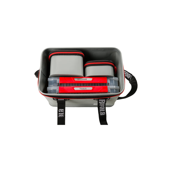Grey / Black | Rapala hydro Tackle Bag Image Showing Top View , Top Open.