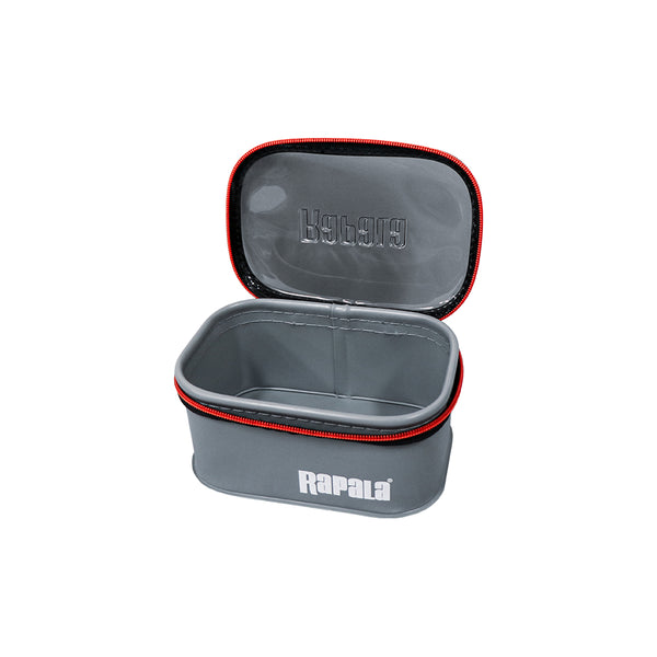 Grey/Black - Small | Rapala Hydro Tackle Box Image Showing Front View, Lid Up.