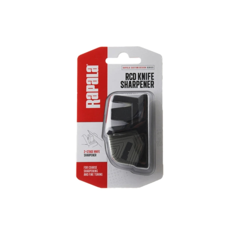 Black/Grey | Rapala RCD Knife Sharpener Image Showing Sharpener In Sale Packaging.