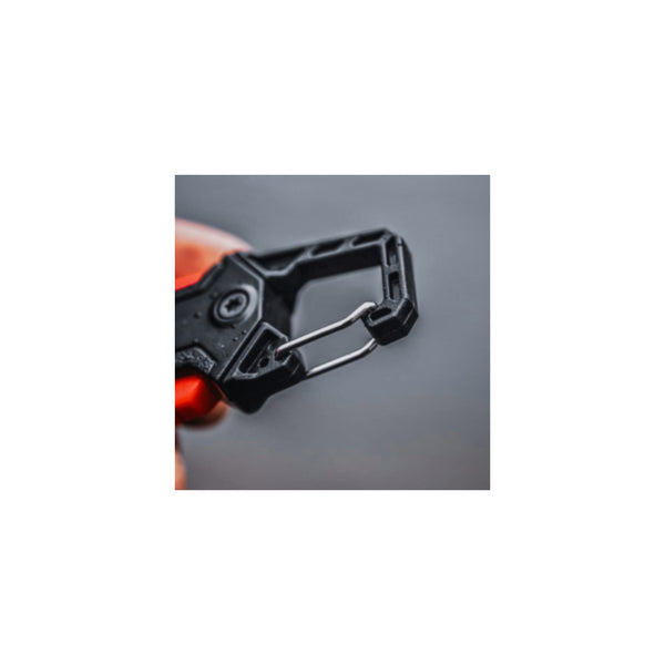 Black | Rapala RCD Retractable Line Scissors Image Showing Close UP Of The Carabiner.