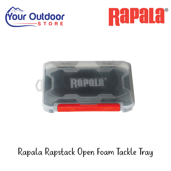 Rapala Rapstack Open Foam Tackle Box  | Hero Image Showing All Logos And Titles.