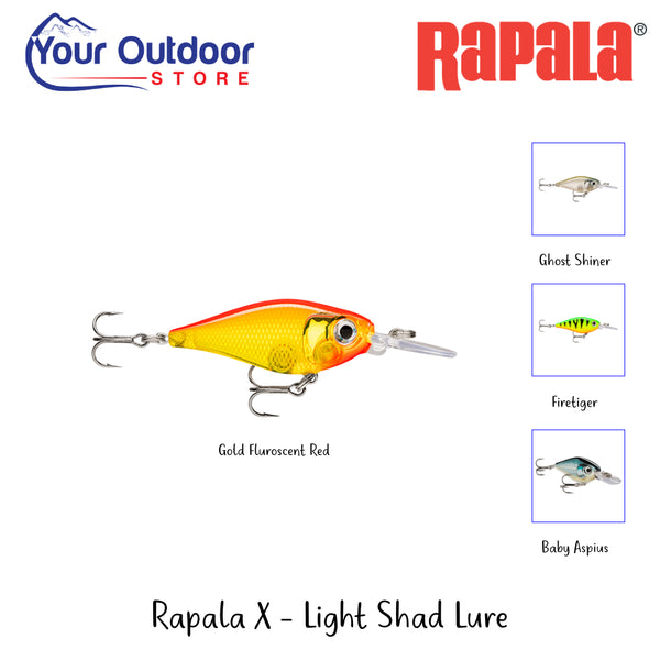 Rapala X-Light Shad Lure |  Hero Image Showing All Logos, Titles And Variants.