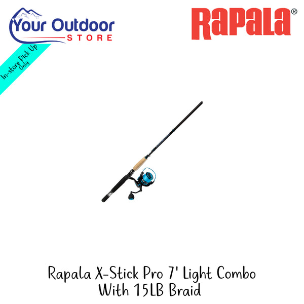 Rapala X-Stick Pro 7' Light Combo With 15LB Braid | Hero Image Showing All Logos And Titles.