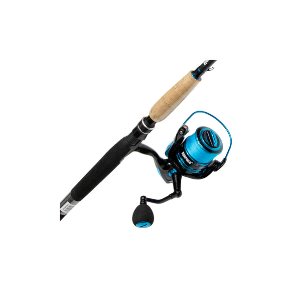 Blue / Black | Rapala X-Stick pro 7' Medium Combo With 30LB Braid Image Showing A Close Up To The Reel.