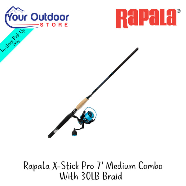 Rapala X-Stick pro 7' Medium Combo With 30LB Braid | Hero Image Showing All Logos And Titles.