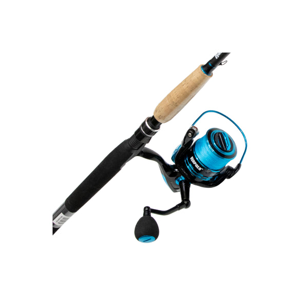 Black / Blue | Rapala X-Stick Pro 6'6'' Combo With 10lb Braid Image Sowing Close Up Of The Reel.