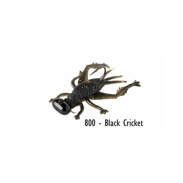6 Pack / Black Cricket | Rebel Live Flex Hopper Soft Plastic Lure Image Showing No Logos Or Titles.