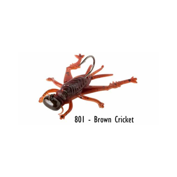 6 Pack / Brown Cricket | Rebel Live Flex Hopper Soft Plastic Lure Image Showing No Logos Or Titles.