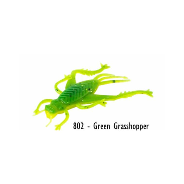 6 pack / Green Grasshopper | Rebel Live Flex Hopper Soft Plastic Lure Image showing No Logos Or Titles.