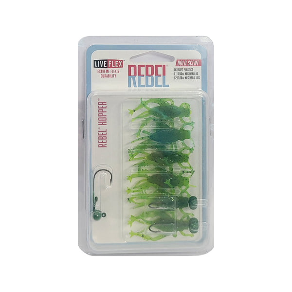 6 Pack | Rebel Live Flex Hopper Soft Plastic Lure Image Showing No Logos Or Titles.