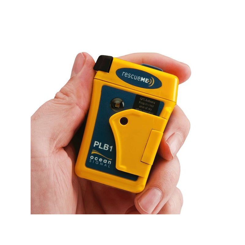 Yellow | Rescue Me PLB1 Image Showing Device In The Palm Of A Models Hand.