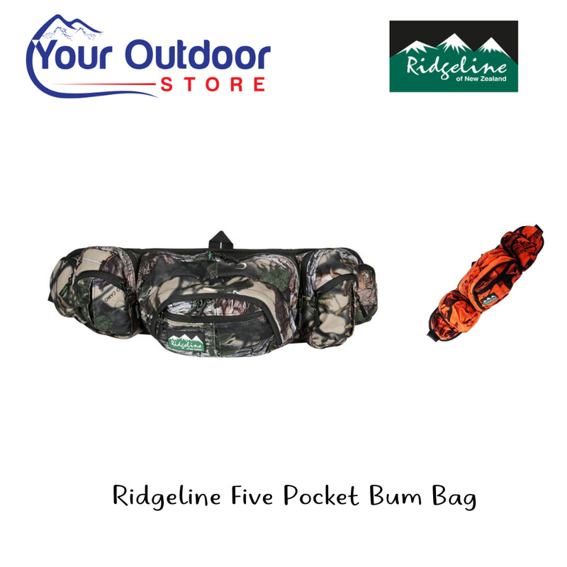 Ridgeline Five Pocket Bum Bag | Hero Image Showing Logos And Titles, And Colour Options
