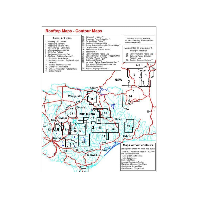 Rooftop's Big River-Rubicon-Sheepyard Flat Forest Activities Map | Image Showing Contour Map Page.