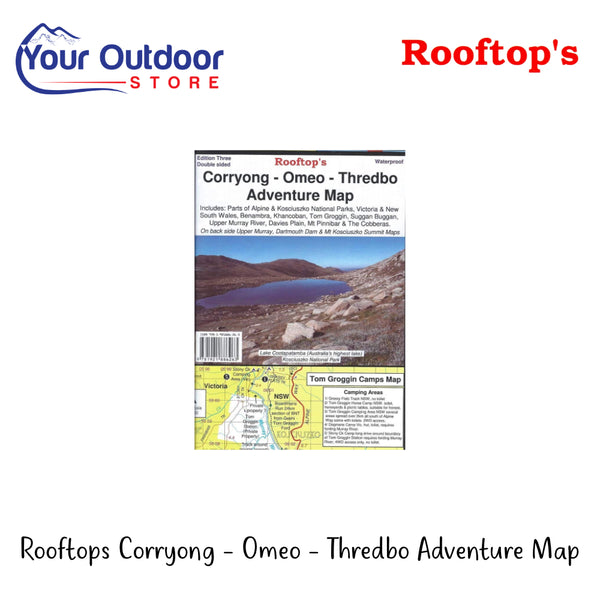 Rooftops Corryong - Omeo - Thredbo Adventure Map | Hero Image Showing Al Logos And Titles.
